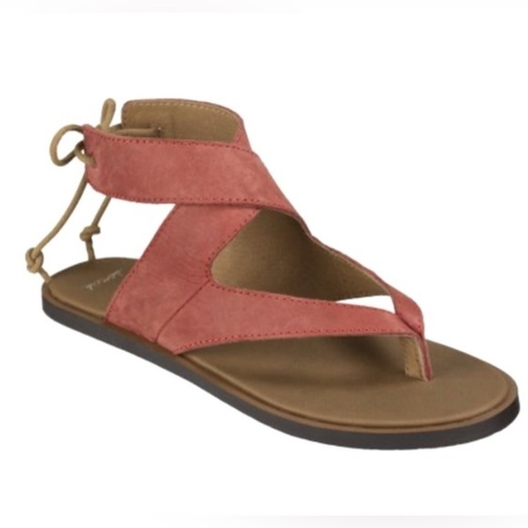 Sanuk Mariposa Yoga leather sandal with heel tie laces Sz-7. D - Picture 1 of 13